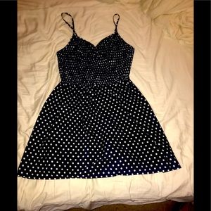 Polka navy blue adjustable straps sundress size L